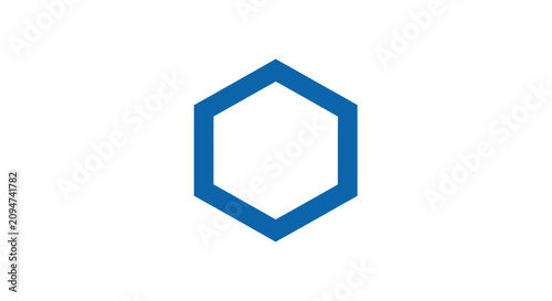 Simple blue hexagon outline icon on white background.