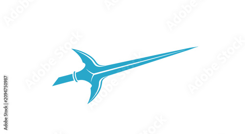 Foto Teal abstract sword or dagger blade icon.