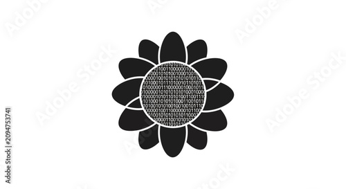 Black and white flower with textured center design.