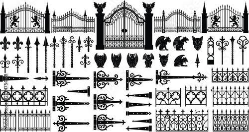 Foto Comprehensive collection of gothic wrought iron gates fences ornate hinges gargo