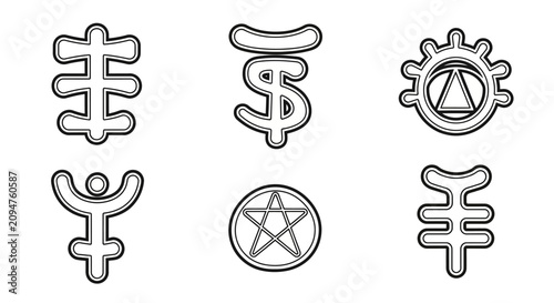 Foto Mystical Symbols Set: Alchemy, Occult, Esoteric, Esotericism, Astrology, Magic