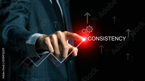 Consistency, professional managing process consistency and quality assurance through digital workflow, compliance, performance monitoring and operational optimization on a smart interface.