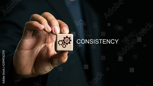 Consistency, professional managing process consistency and quality assurance through digital workflow, compliance, performance monitoring and operational optimization on a smart interface.