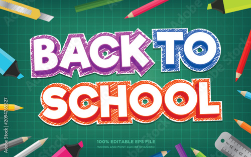 Back To School 3D editable text style effect