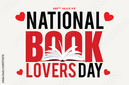 Valokuva National book lovers day graphic with hearts and open book