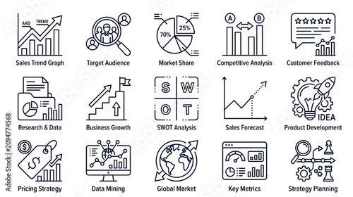 Business Icons: Strategy, Analytics, Growth, Marketing, Planning, Finance & Ideas