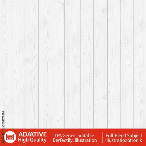 Vertical white wood plank texture with natural grain patterns and subtle knots. Clean weathered timber board background for interior design, flooring, and wall paneling surfaces.