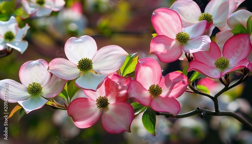 Pink And White Flowers On A Dogwood Tree