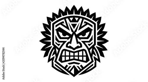 Canvastavla Tribal Mask Icon - Polynesian Tiki Face Vector Art