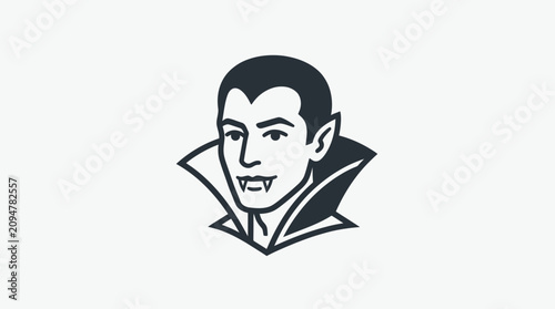 Bild auf Leinwand Vampire Head Icon with Fangs and Cape Collar, Vector Illustration