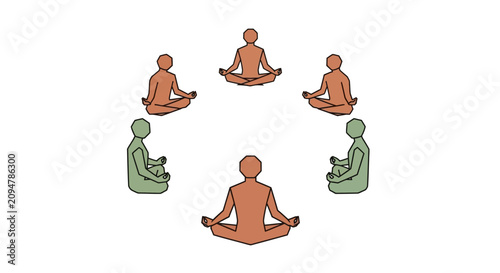 Group Meditation Circle: People in Lotus Pose Practicing Mindfulness and Inner Peace