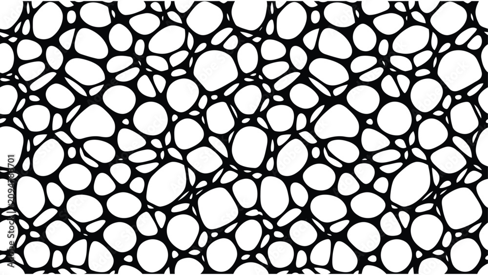 Fototapeta premium Abstract black and white organic pattern. Seamless cellular texture design. Modern geometric backdrop.