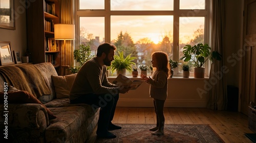 Father and daughter spending time together at home