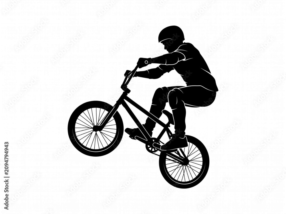 Obraz premium BMX Rider Performing Jump Trick Silhouette Vector Illustration