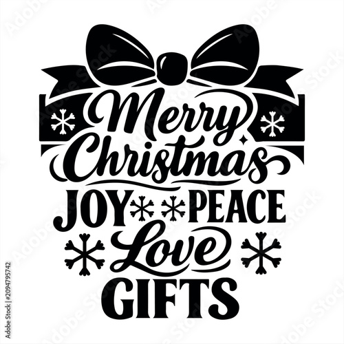 Gift box icon with a big bow ribbon, black silhouette vector illustration.