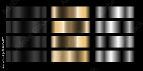 Cuadro en lienzo A set of silver, gold and black metallic gradients