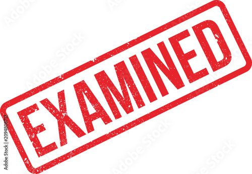 Foto Official red examined stamp marking the completion of a thorough inspection or c