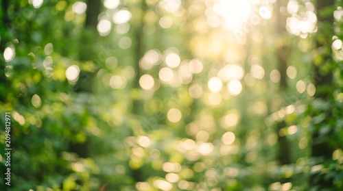 Blurred boding of green leaves in the forest