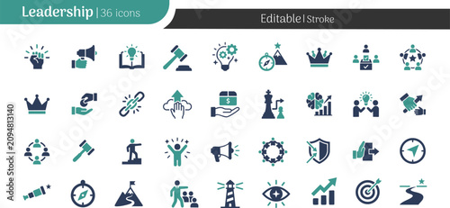 Konstfotografi leadership editable icon set modern management team authority symbols clean vect