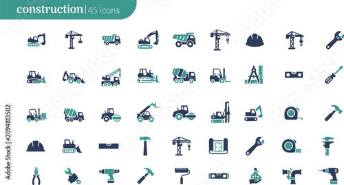 Принти на полотні minimal construction editable icon set building tools engineering symbols clean