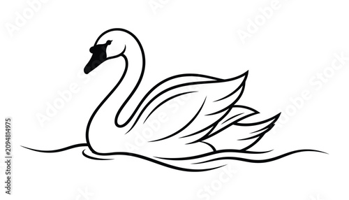 Fotografie Minimalist black and white swan illustration
