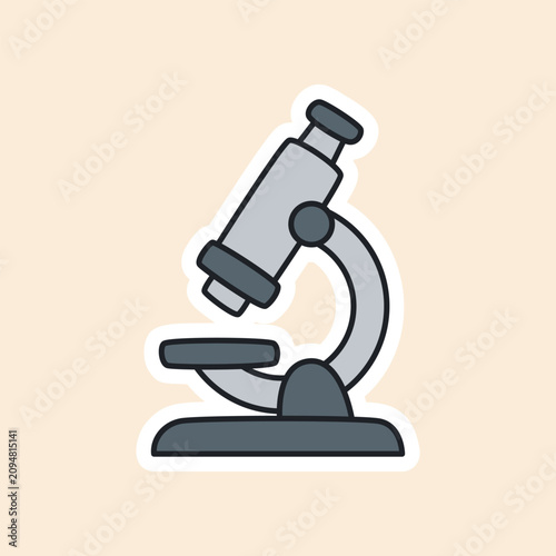 Microscope Science Laboratory Cartoon Sticker Vector