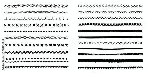 Canvastavla hand drawn lines and brush strokes pattern on white background organic scribble