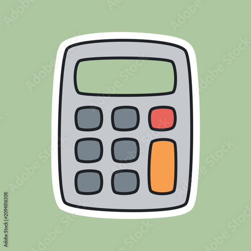 Simple Calculator Device Cartoon Sticker Vector Icon