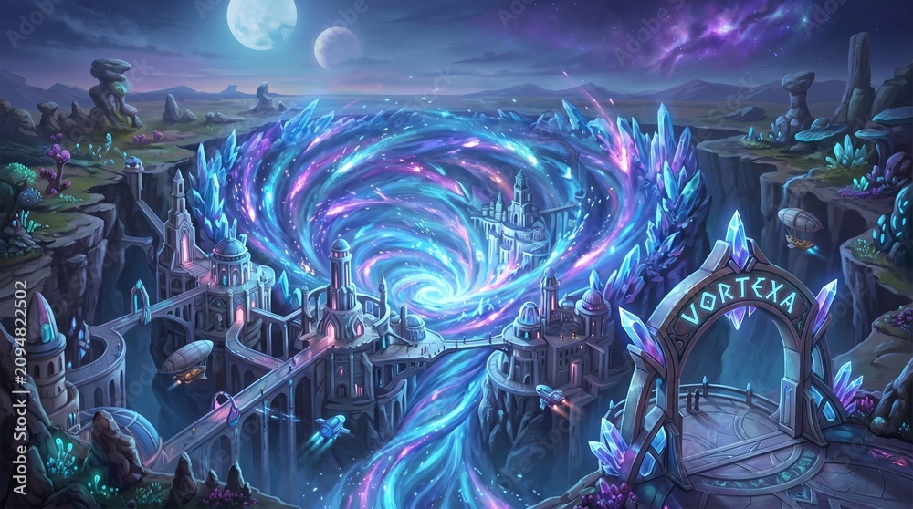 Fototapeta premium Mysterious vortex in dark fantasy forest