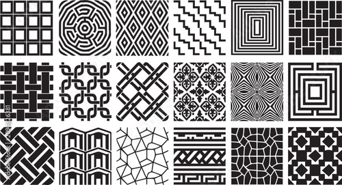 Canvastavla Abstract seamless geometric pattern vector collection featuring woven textures,