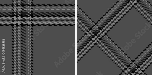 Set black and white plaid seamless pattern.