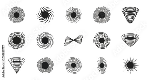 Abstract Swirls and Vortex Icons Collection - Black and White