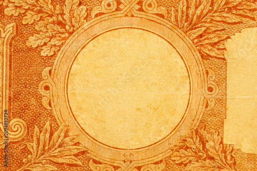 Detail of a 19th-20th century paper bill, macro shot.