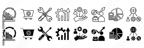 Tableau sur toile Capital expenditure icon set vector illustration concept with icon of company, b