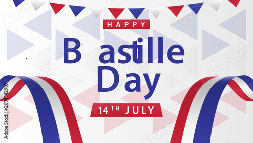 Foto Minimalist Banner Happy Bastille Day 2026 with white background French flag vect