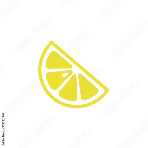 Vibrant yellow lemon or lime wedge slice, ideal for representing citrus flavor, freshness, or ingredients in cooking and cocktails.