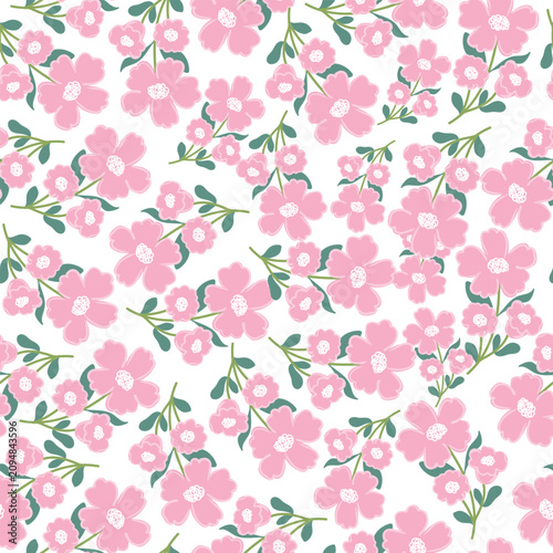 coquette seamless pastel flowers pattern. Delicate petals and vibrant blossoms create an artistic and vintage botanical illustration. Perfect for wallpaper, fabric, wrapping paper and more.