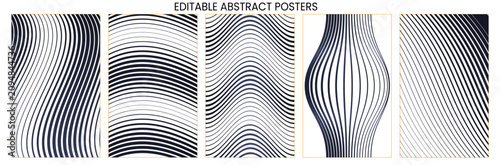 Abstract poster dark wave set texture overlay gradient cover templates on geometric shapes for social media, flyer & event with transparent background vector illustration
