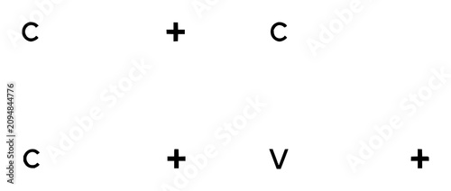 Cuadro en lienzo Keyboard key pairs set with minimalist vector illustration of a 2x2 grid featuri