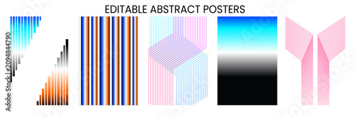 Abstract poster colorful set texture overlay gradient cover templates on geometric shapes for social media, flyer & event with transparent background vector illustration