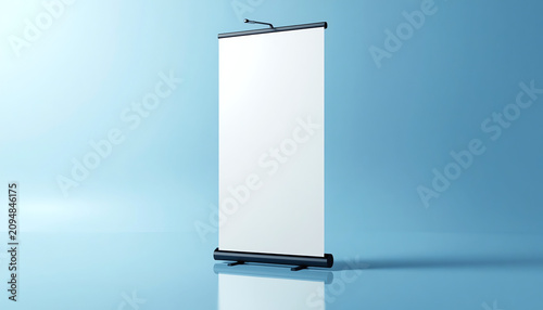 Rollup banner standee mockup blue color background