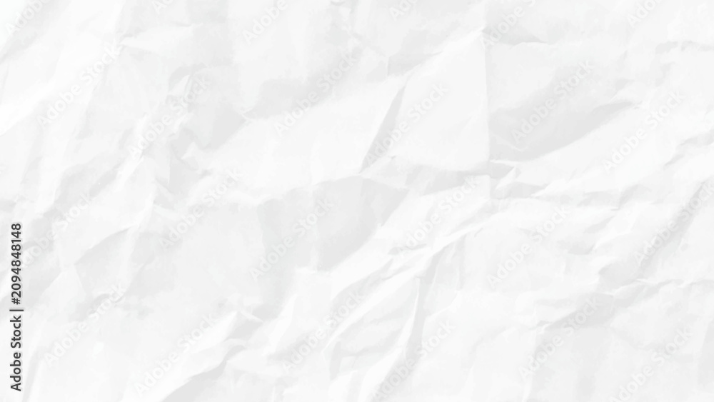 Fototapeta premium Crumpled white paper abstract shape background with space paper for text. Grunge wrinkled white color paper textured background