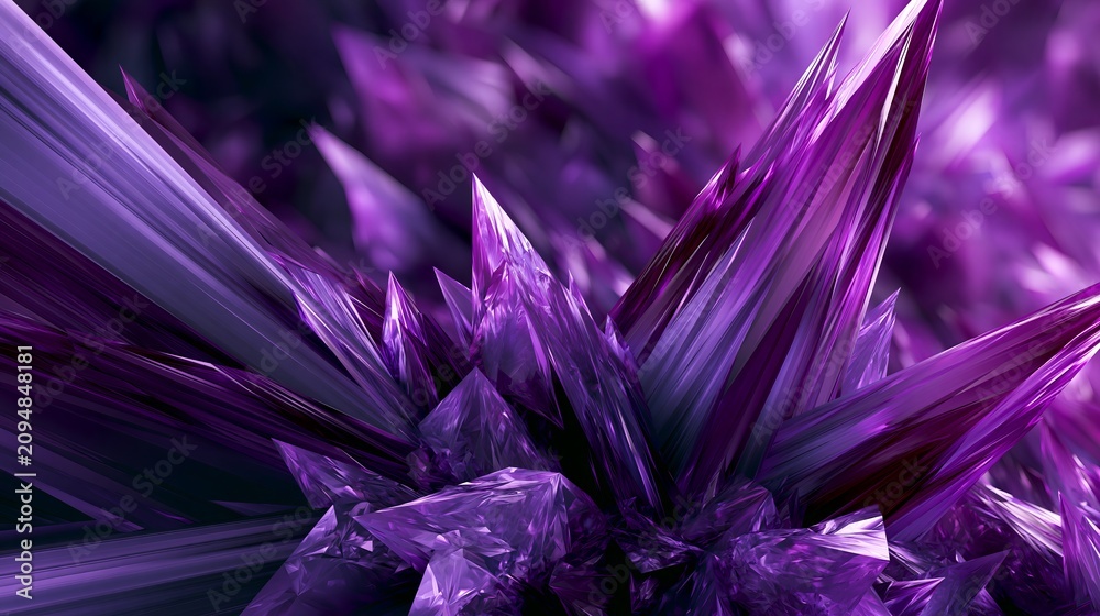 Obraz premium Shapes of purple, like triangles, fill the space. Blurred lines add depth to this 3D picture.