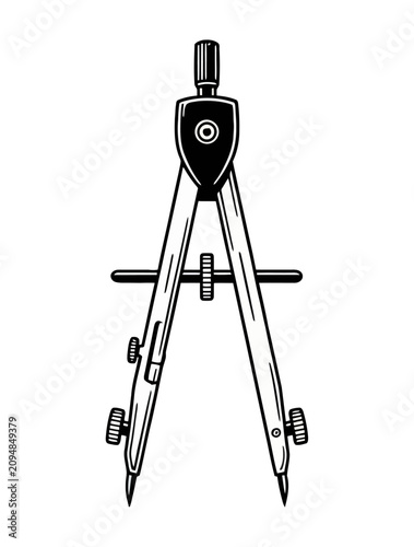 Vintage Drafting Compass Tool for Precision Drawing and Technical Engineering Architecture Design