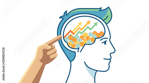 Financial Brain Concept: Investment Growth Strategy & Capital Inside Head