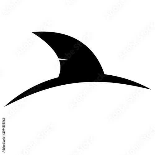 Obraz na plátně Black shark dorsal fin silhouette isolated, shark ocean wildlife