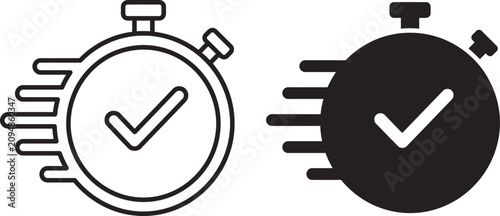 Bild auf Leinwand Fast checkmark stop watch icons for efficient time management and deadlines with