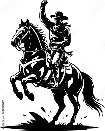Cowboy riding horse