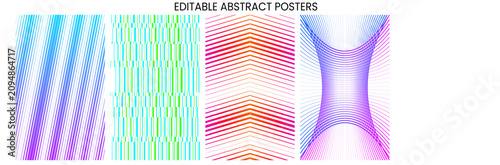 Abstract colorful wave poster set texture overlay gradient cover templates on geometric shapes for social media, flyer & event with transparent background vector illustration