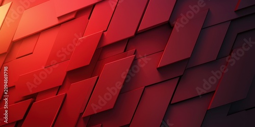 A geometric abstract background featuring overlapping red and dark red rectangular shapes creating a modern, layered texture with depth and shadow effects.
